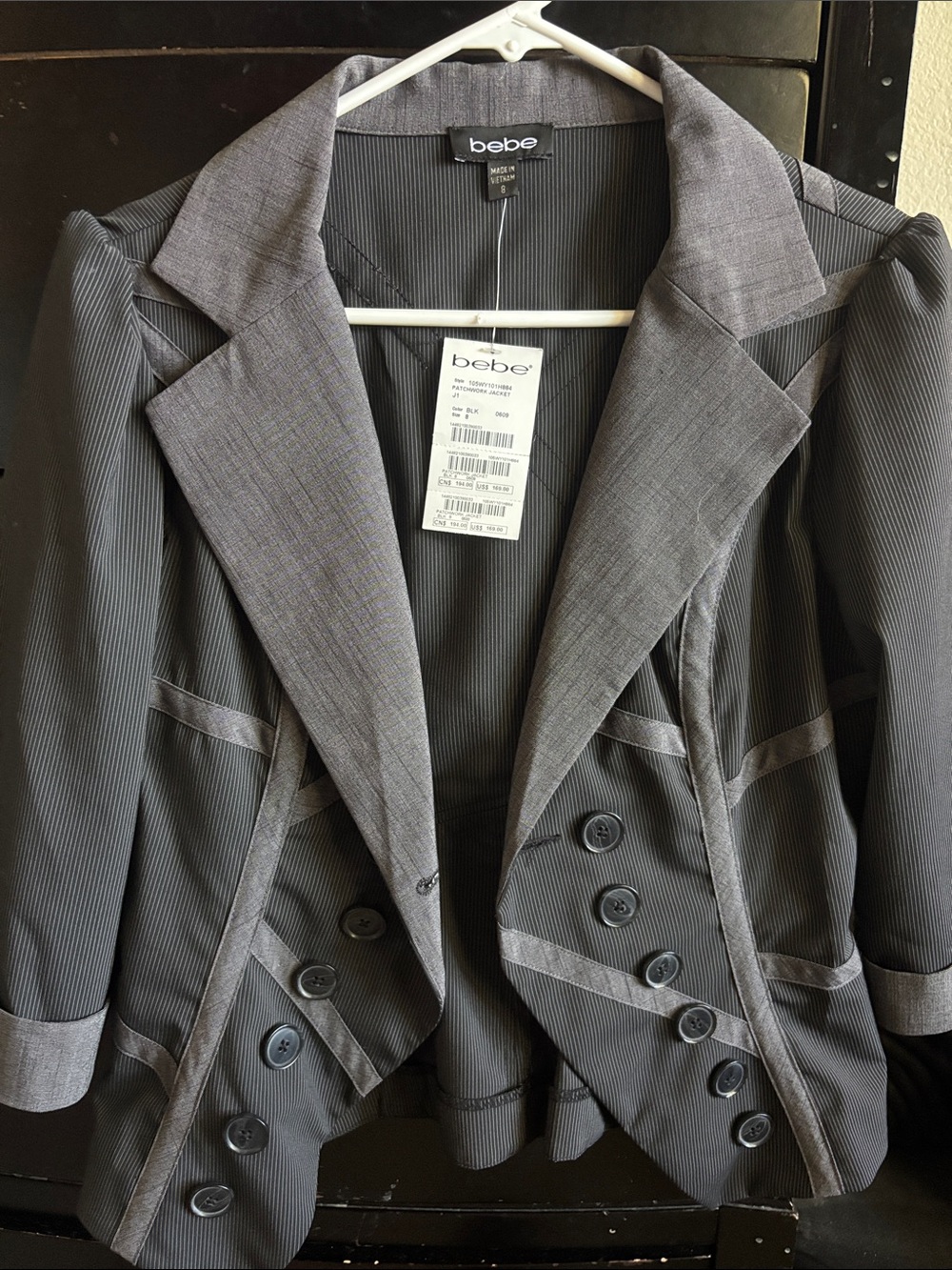 Y2K bebe Charcoal Gray Double-Breasted Tailored Blazer